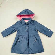 OshKosh B 'gosh Girls Jacket Coat Blue Pink 18M Toddler Baby Hearts Hood Buttons Baby Coat price