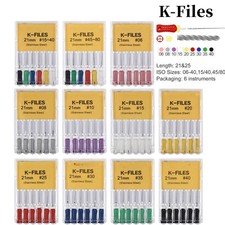 K-FILE Dental Endodontic Root Canal Hand Use K-Files 25mm Stainless Steel 6 Pcs File price
