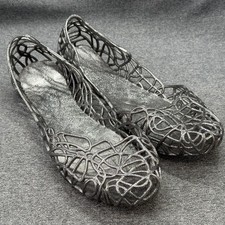 Melissa Campana Women's Size 10 Jelly Ballet Flats Silver Gray Made In Brazil Ballet Flats price
