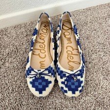 Sam Edelman Ikat Blue Felicia Flat Women's 8.5 Aztec Navajo Textile Almond Toe Ballet Flats price