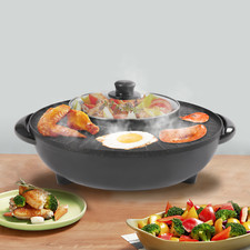 2 in 1 Electric Hot Pot BBQ Grill Portable Smokeless Barbecue Pan Grill 1350W Electric Grill-Barbecues price
