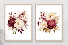 Floral Wall Art Prints, Set of 2 Floral Wall Art Decor Prints, Home Decor Living Room & Lounge Set price