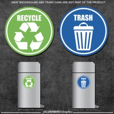 Trash and Recycle - sticker decals / home and office container / various sizes! Office Trash Bin price