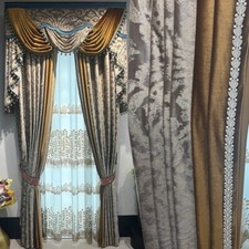 Custom velvet luxury bedroom coffee cloth blackout curtain valance drape C2124 Bedroom Textiles & Dowry Set price