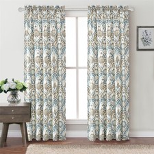 Tivoli Ikat Design Microfiber Curtains 2 Panel Set Living Room Bedroom Teal-Aqua Bedroom Textiles & Dowry Set price