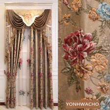 luxury European bedroom thick coffee cloth blackout curtain valance drape C1601 Bedroom Textiles & Dowry Set price