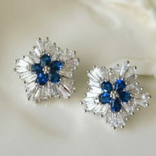 Elegant Cubic Zircon Silver Plated Stud Earrings Women Jewelry Gift Lab-Created Silver Earrings price