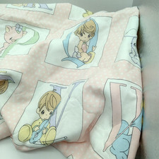 Vintage Home Sewn Pink Ruffled  Baby Quilt Precious Moments Alphabet Baby Quilt price