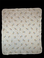 Vtg Triboro Baby Crib Quilt Teddy Bear Rocking Horse Boys And Girls White USA Baby Quilt price