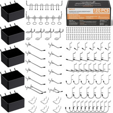 120PCS Pegboard Accessories Kit with Hooks and Bins, Fits 1/8" & 1/4" Pegboard, Ironing Boards and Accessories price