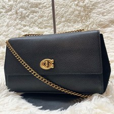Hard to Find Coach Shoulder Bag Cam Chain Lock Body Leather 2 Way Black Body Chain price