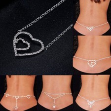 Rhinestone Butterfly Heart Body Chain Waist Belly Bikini Beach Necklace Jewelry Body Chain price