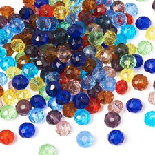 200 Pcs Faceted Abacus Transparent Glass Beads Jewelry Making Mixed Color 6x4mm Abacus price