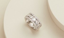 Sterling Silver Crystal Halo Cz Eternity Band Ring Made with Swarovski Elements Swarovski Ring price