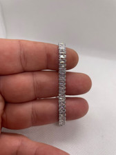 Tennis bracelet baguette cut simulated diamonds 925 sterling 7” long Diamond Bracelet price