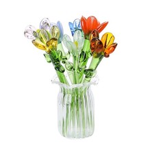 Miniature Glass Seven Flowers Figurine Collectible With Vase For Birthday Vase price