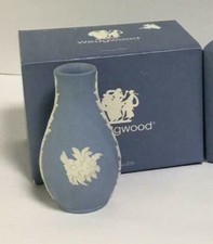 Wedgwood Pale Blue Jasperware 3" Round Floral Swirl Vase with Original Box NEW! Vase price