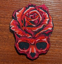Red Rose in Red Skull Vase 3.5x2.5" Goth Patch Punk Embroidered Iron On Patch Vase price