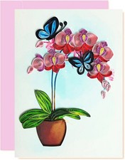 Orchid Vase Quilling Greeting Card - Unique Dedicated Handmade/Handmade Art Vase price
