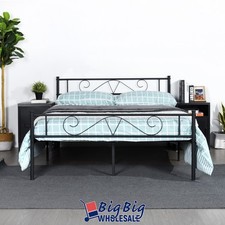 Full Size Metal Bed Frame Black Steel Mattress Foundation Platform Headboard Bed Frame price