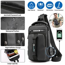 Anti-theft Men's Sling Crossbody Bag Chest Shoulder Messenger Backpack USB Port Men's Backpack price