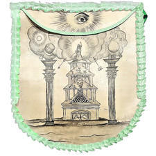 Hand-Painted Masonic Apron– 19th Century Inspired Design |Traditional Freemason Painting Apron price