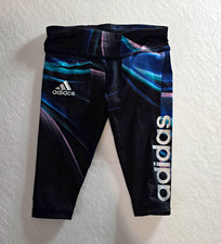 ADIDAS Baby Capri Leggings 3M Black Blue Purple Abstract Logo Elastic Waist Girls' Capri Pants price