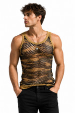 Men’s Camo String Mesh Vest 100% Cotton Camouflage Fish Net Fitted String Vest Men's Vest price