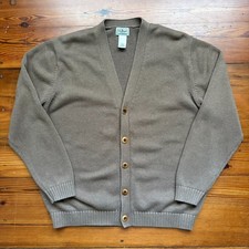 Vintage LL Bean Cardigan Sweater Men's Size L Brown V-Neck Dadcore Preppy Men's Cardigans price