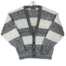 Vintage JT Beckett Men’s L Cardigan Sweater Acrylic Wool 80s 90s Multicolor Dad Men's Cardigans price