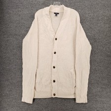 Gap Cardigan Mens XL Beige Long Sleeve Button Front Waffle Knit V Neck Sweater Men's Cardigans price