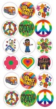 Flower Power GROOVY Label Sticker Decal CRAFTS Teachers SCHOOL Made In USA #D122 School Label price