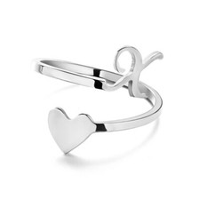 Stainless Steel 26 A-Z Initial Letters Heart Ring Adjustable Jewerly Women Gift Silver Ring price