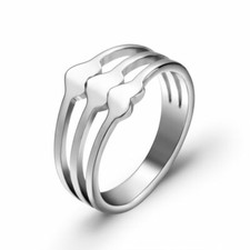 Fashion Stainless Steel Hamsa Leaf Finger Ring Women Party Jewellery Gift Size 5 Silver Ring price