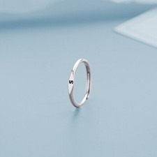 Fashion 925 Silver 26 A-Z Initial Letters Open Ring Adjustable Gift For Women Silver Ring price