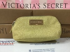 VICTORIA'S SECRET GOLD SPARKLY SPARKLE MAKEUP BAG FULL ZIP PENCIL POUCH Makeup Bag price