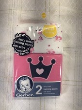 Gerber 2pk Baby Girl Toddler Training Pants Underwear Pink Princess Crown SZ 2T Baby Training Pants price