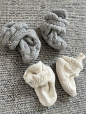 Burt’s Bees Baby Booties 2 Pair Cream And Gray Unisex Baby Booties price