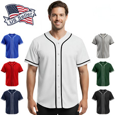 Exxact Sports Full Button Plain Baseball Jersey for Men & Women, Sports Jersey Men's Jersey price