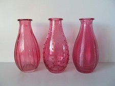 Wedding, Party, Cafe, Table Decor Set of 3 Vintage Pink Glass Bud Vases Flowers Cafe & Canteen Table Set price