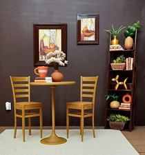 🥗CAFE brown TABLE 2 CHAIRS dining KITCHEN bistro FURNITURE 1/6 scale for BARBIE Cafe & Canteen Table Set price