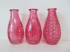 Wedding, Party, Cafe, Table Decor Set of 3 Vintage Pink Glass Bud Vases Flowers Cafe & Canteen Table Set price