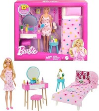 Mattel Barbie Pink Bedroom Set-NEW Dress Up Doll Playset Pretend Play Bedroom Set price