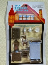 Dollhouse Miniature 1:48 Quarter Scale Bedroom Set Bed Dresser Chair Nightstand Bedroom Set price