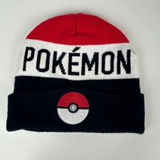Pokémon Beanie Kids Youth One Size Knit Cuffed Hat Red White Black Poké Ball Cap Kids' Beanie price