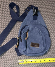 KJ SPORT PACK Canvas Crossbody Adjustsble Unisex 3 Zippers 11x7x3 Blue Unisex Sports Bag price