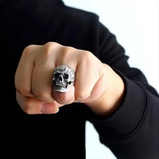 Men's Stainless Steel Gothic Skull Ring Unique Punk Retro Biker Motorcycle Men's Ring price