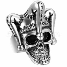 Men's Gothic Biker Punk Stainless Steel Vinatge Clown Skull Ring Band Size 7-12 Men's Ring price