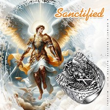 Archangel Saint Michael Ring Men's Shield Knight Ring Stainless Steel Catholic Men's Ring price