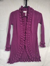 Matilda Jane Jax Girls Size 8 Cardigan Plum Ruffle Long Sleeve Sweater Girls' Cardigan price